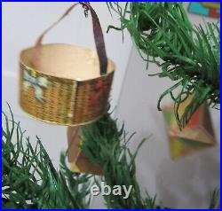 SUPERB ANTIQUE GERMAN CHRISTMAS GOOSE FEATHER TREE DRESDEN-like PAPER ORNAMENTS
