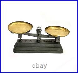 Scale with Brass Plates French Antique Kitchen Decor