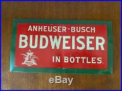 Scarce Antique Tin Over Cardboard Budweiser Anheuser Busch Advertising Beer Sign