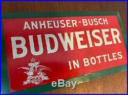 Scarce Antique Tin Over Cardboard Budweiser Anheuser Busch Advertising Beer Sign