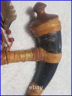 Sioux War Club Dance Stick Staff Bison Horn Vintage or Antique Artist Signed