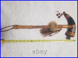 Sioux War Club Dance Stick Staff Bison Horn Vintage or Antique Artist Signed