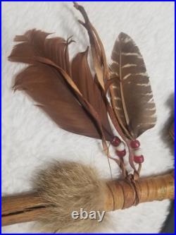Sioux War Club Dance Stick Staff Bison Horn Vintage or Antique Artist Signed