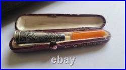 Small Miniature Antique Sterling Silver Cheroot Cigarette Holder with case