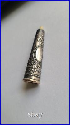 Small Miniature Antique Sterling Silver Cheroot Cigarette Holder with case
