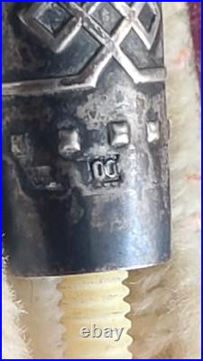 Small Miniature Antique Sterling Silver Cheroot Cigarette Holder with case