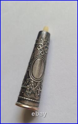Small Miniature Antique Sterling Silver Cheroot Cigarette Holder with case