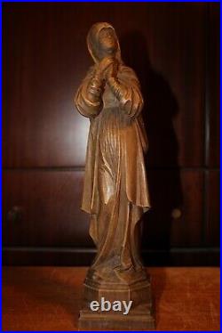 Sold Antique 12 Anri Wood Hand Carved Virgin Mary Our Lady Statue Sculpture