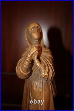 Sold Antique 12 Anri Wood Hand Carved Virgin Mary Our Lady Statue Sculpture