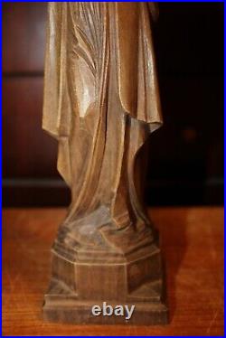 Sold Antique 12 Anri Wood Hand Carved Virgin Mary Our Lady Statue Sculpture