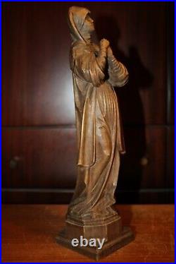 Sold Antique 12 Anri Wood Hand Carved Virgin Mary Our Lady Statue Sculpture