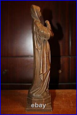 Sold Antique 12 Anri Wood Hand Carved Virgin Mary Our Lady Statue Sculpture