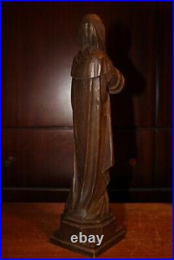 Sold Antique 12 Anri Wood Hand Carved Virgin Mary Our Lady Statue Sculpture