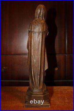 Sold Antique 12 Anri Wood Hand Carved Virgin Mary Our Lady Statue Sculpture