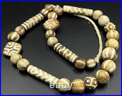 South East Asian Burmese Antiquities Jewelry Trade Pumtek Wood Beads Necklace