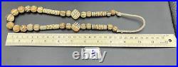 South East Asian Burmese Antiquities Jewelry Trade Pumtek Wood Beads Necklace