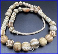 South East Asian Burmese Antiquities Jewelry Trade Pumtek Wood Beads Necklace