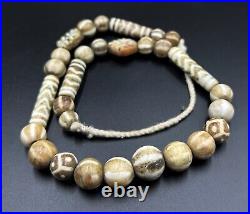 South East Asian Burmese Antiquities Jewelry Trade Pumtek Wood Beads Necklace