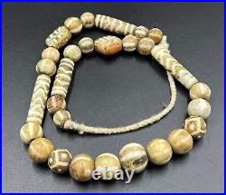 South East Asian Burmese Antiquities Jewelry Trade Pumtek Wood Beads Necklace