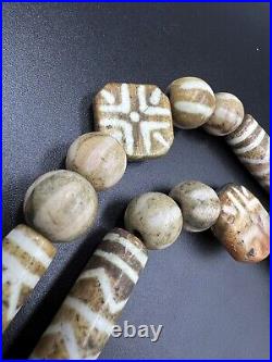 South East Asian Burmese Antiquities Jewelry Trade Pumtek Wood Beads Necklace