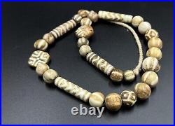 South East Asian Burmese Antiquities Jewelry Trade Pumtek Wood Beads Necklace