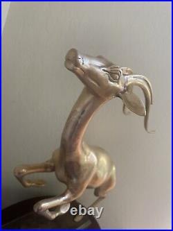 Stunning Antique Sculpture Frederick Chicago Brass Statue Antelope Deer Figurin