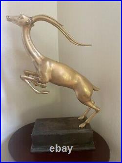 Stunning Antique Sculpture Frederick Chicago Brass Statue Antelope Deer Figurin