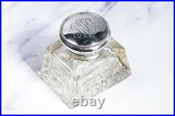 Stunning Large Ornate Antique Paperweight Sterling Silver Desk Inkwell