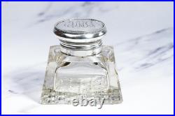 Stunning Large Ornate Antique Paperweight Sterling Silver Desk Inkwell