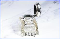 Stunning Large Ornate Antique Paperweight Sterling Silver Desk Inkwell