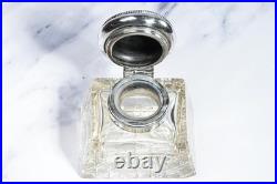 Stunning Large Ornate Antique Paperweight Sterling Silver Desk Inkwell