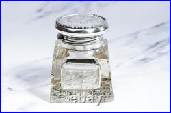 Stunning Large Ornate Antique Paperweight Sterling Silver Desk Inkwell