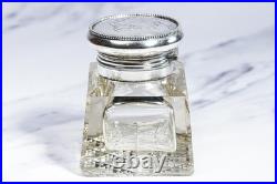 Stunning Large Ornate Antique Paperweight Sterling Silver Desk Inkwell