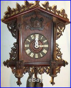 Stunning Rare Antique German Black Forest Gk Bahnhausle Railroad Cuckoo Clock