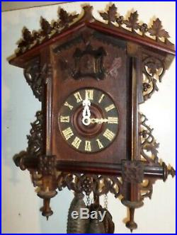 Stunning Rare Antique German Black Forest Gk Bahnhausle Railroad Cuckoo Clock