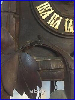 Stunning Rare Working German Black Forest Antique Quail In Nest Cuckoo Clock