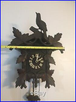 Stunning Rare Working German Black Forest Antique Quail In Nest Cuckoo Clock