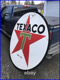 Texaco Porcelain Sign 6ft Double Sided RARE Antique 1958