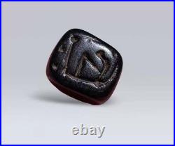 Tibet 16th Century Old Antique Buddhist Carved Black Stone Seal Stamper Amulet