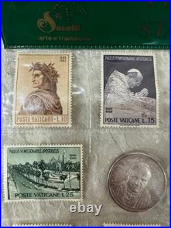 Title Vatican John Paul II Stamp & Coin Collection Antique Used Coins 3cm Char