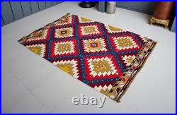 Turkish Kilim Rug COLLECTIBLE Super Fine Vintage 1950s Flat Weave 4x7 ft Aprx