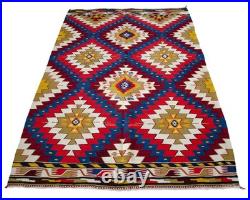 Turkish Kilim Rug COLLECTIBLE Super Fine Vintage 1950s Flat Weave 4x7 ft Aprx