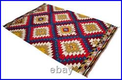 Turkish Kilim Rug COLLECTIBLE Super Fine Vintage 1950s Flat Weave 4x7 ft Aprx