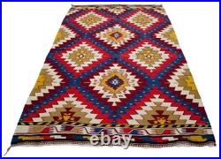 Turkish Kilim Rug COLLECTIBLE Super Fine Vintage 1950s Flat Weave 4x7 ft Aprx