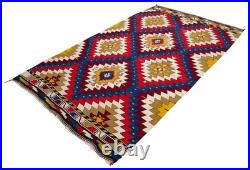 Turkish Kilim Rug COLLECTIBLE Super Fine Vintage 1950s Flat Weave 4x7 ft Aprx