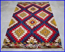 Turkish Kilim Rug COLLECTIBLE Super Fine Vintage 1950s Flat Weave 4x7 ft Aprx