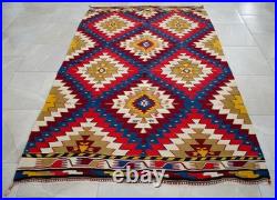 Turkish Kilim Rug COLLECTIBLE Super Fine Vintage 1950s Flat Weave 4x7 ft Aprx Turkish Kilim Rug COLLECTIBLE Super Fine Vintage 1950s Flat Weave 4x7 ft Aprx