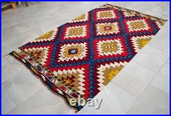 Turkish Kilim Rug COLLECTIBLE Super Fine Vintage 1950s Flat Weave 4x7 ft Aprx