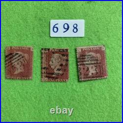 UK Penny Red Stamp 3pcs, Antique, Used, Collectible, British Postal History