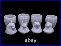 UNIQUE 4 CANOPIC JARS BOX Isis Anubis Ancient Egyptian Handmade Sculpture
